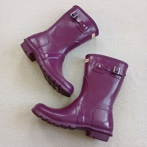 hunter ♡ short gloss purple rain boots 10 spring galsohes buckle